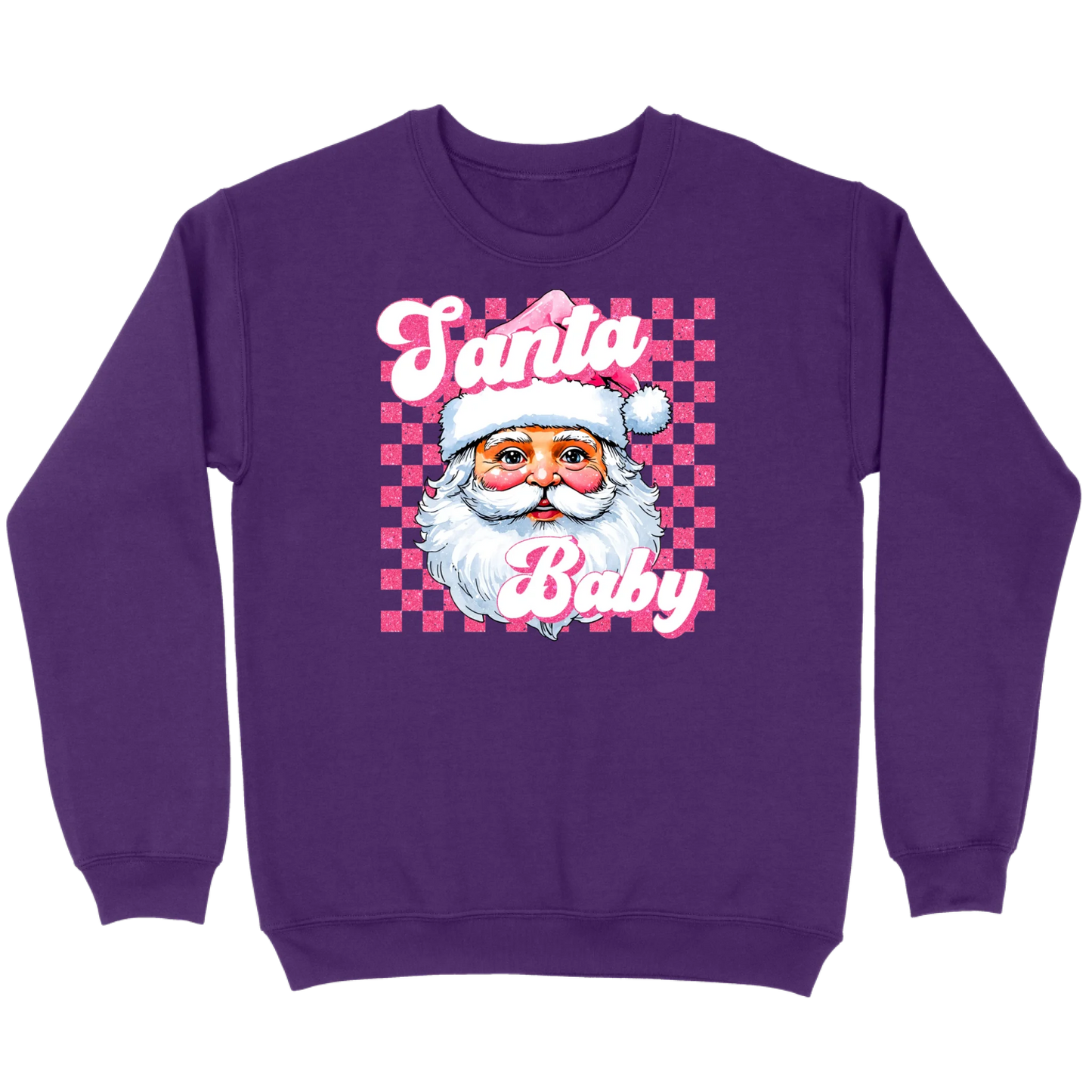 Pink Santa Baby Retro Glitter Checkers Sweatshirt