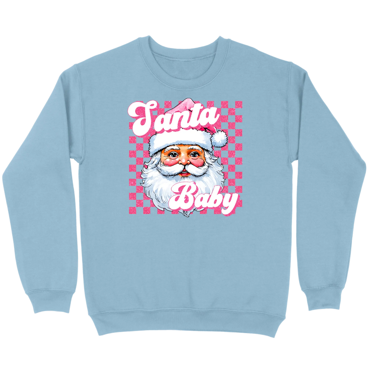 Pink Santa Baby Retro Glitter Checkers Sweatshirt