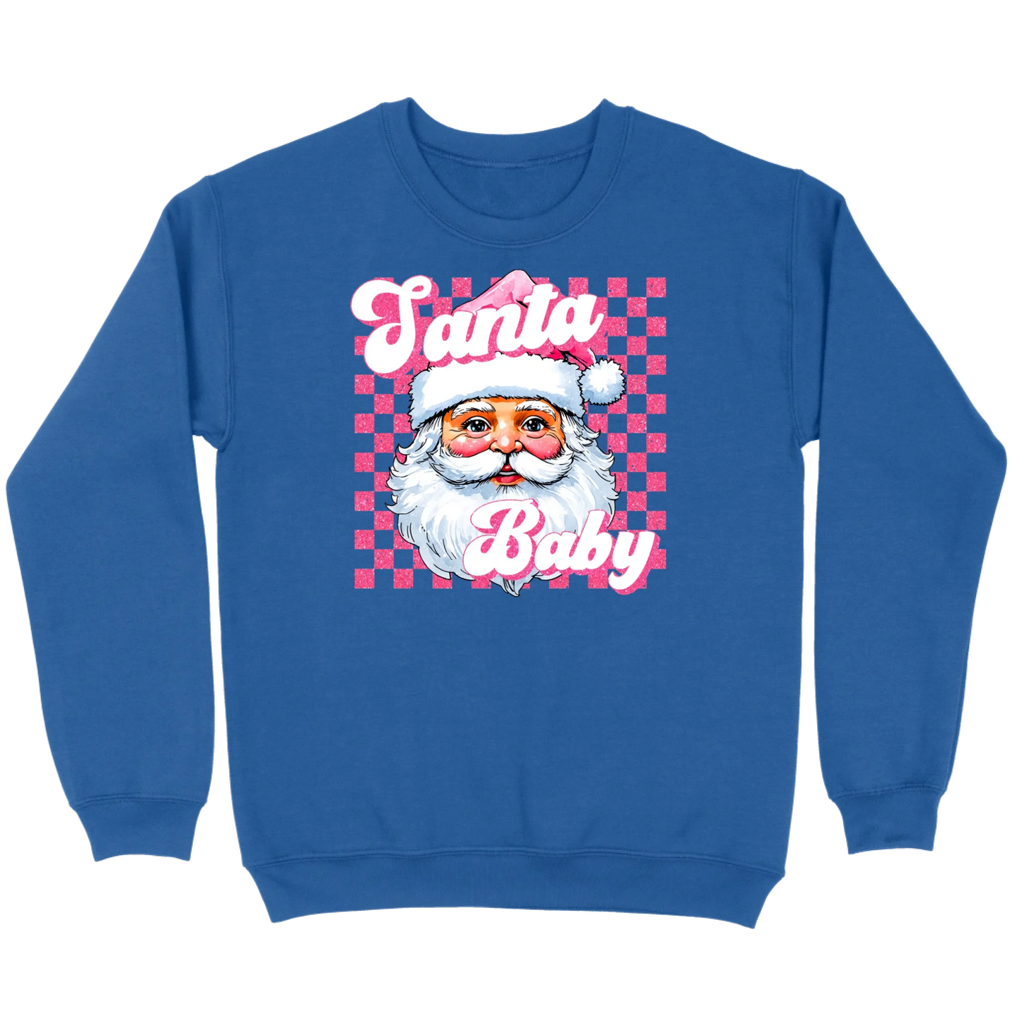 Pink Santa Baby Retro Glitter Checkers Sweatshirt