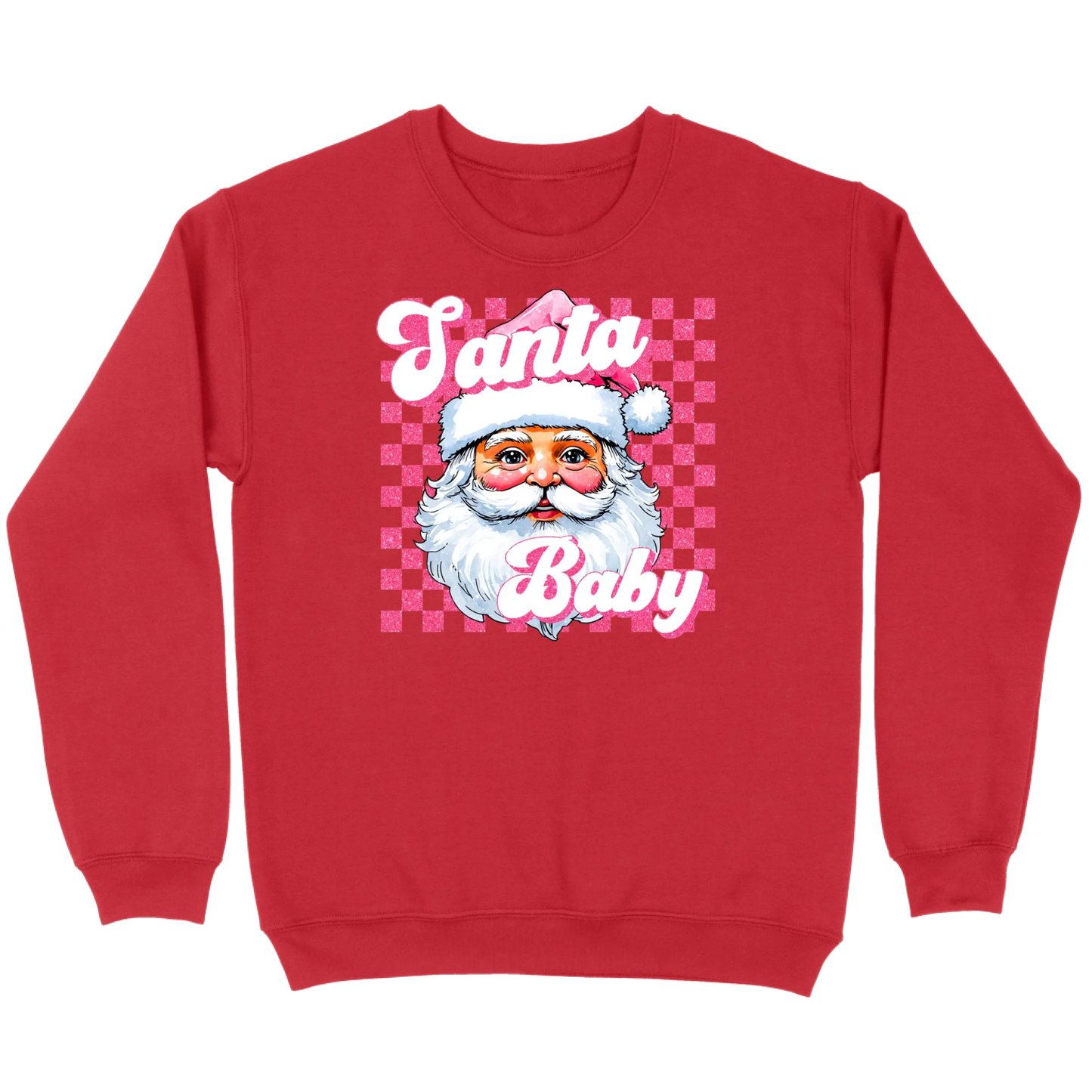 Pink Santa Baby Retro Glitter Checkers Sweatshirt