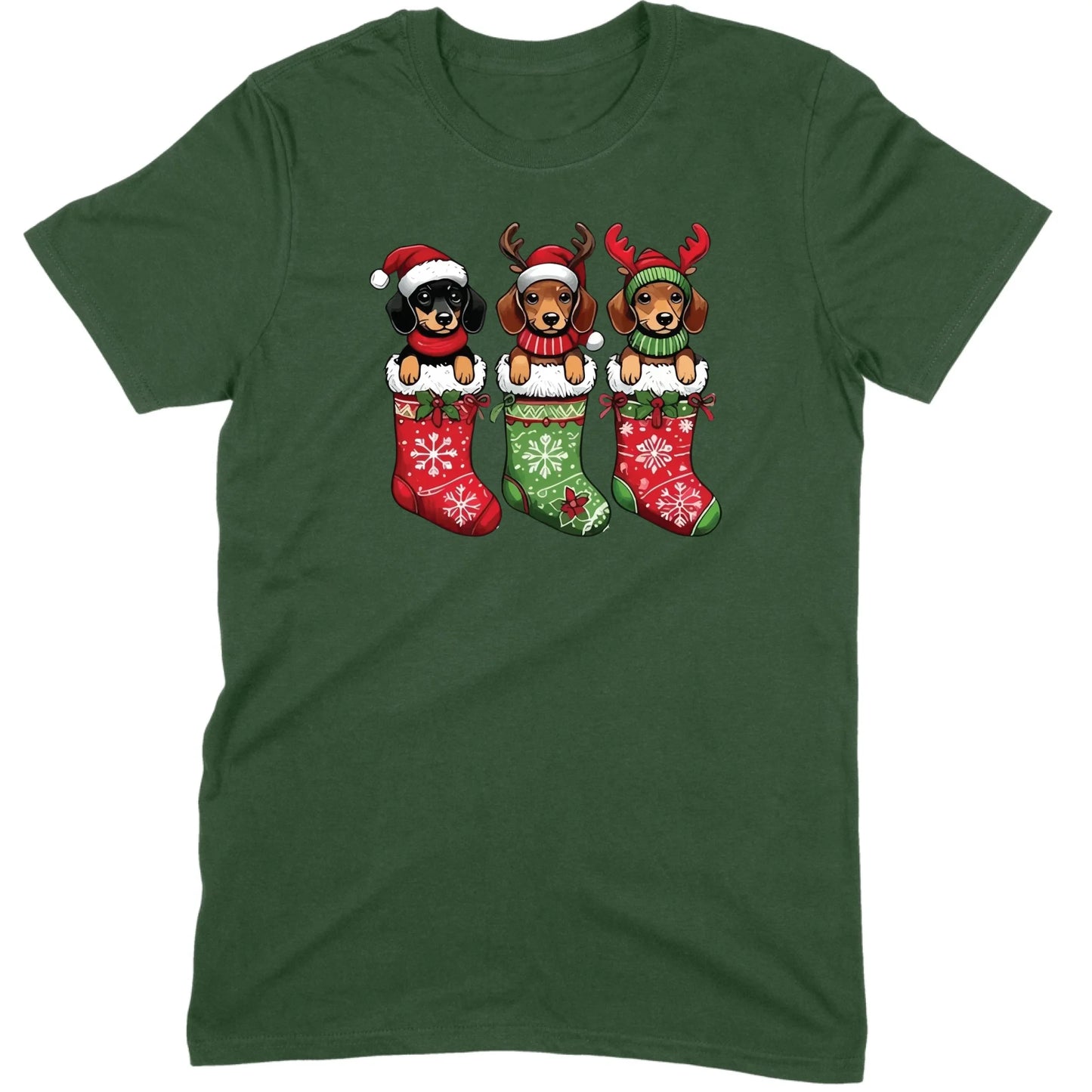 Christmas Dachshund Stocking Trio Tee