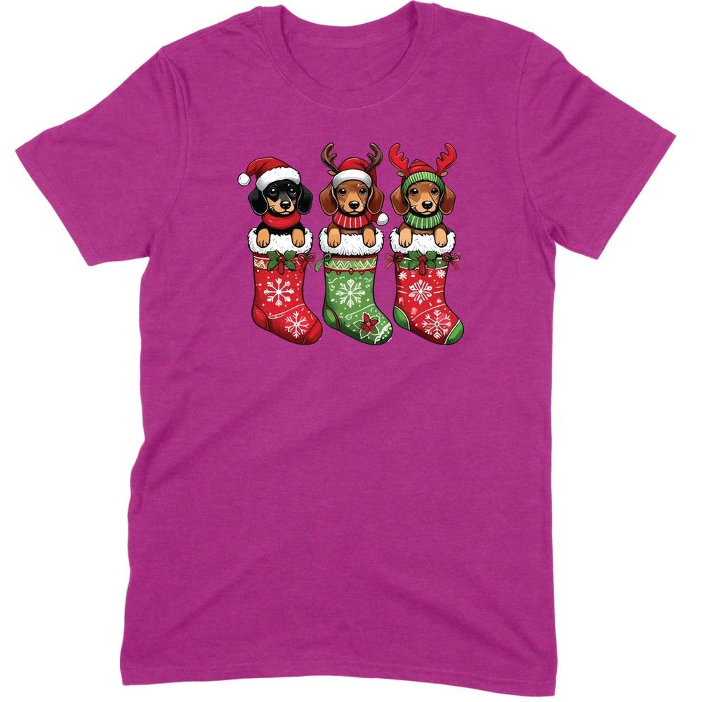 Christmas Dachshund Stocking Trio Tee