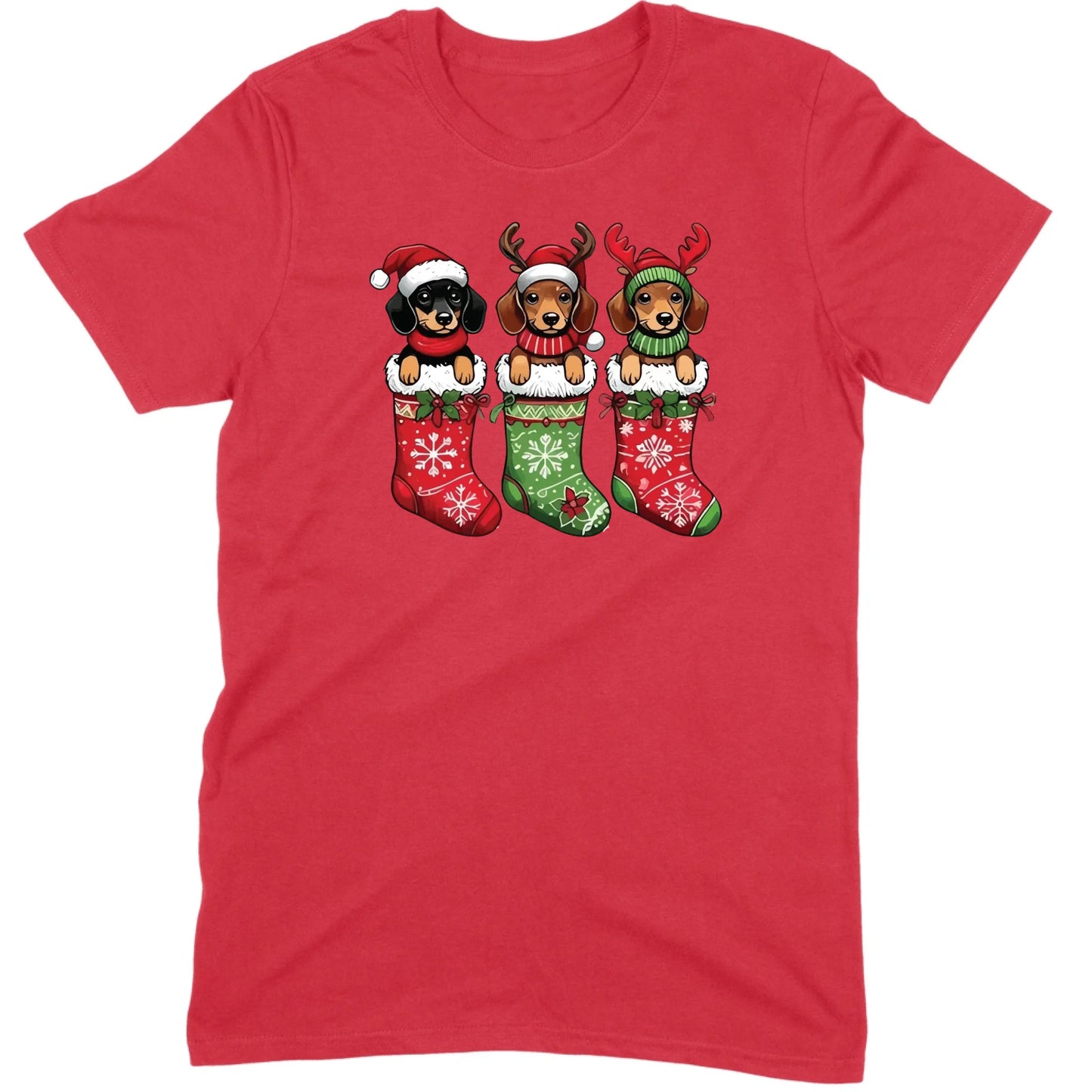 Christmas Dachshund Stocking Trio Tee