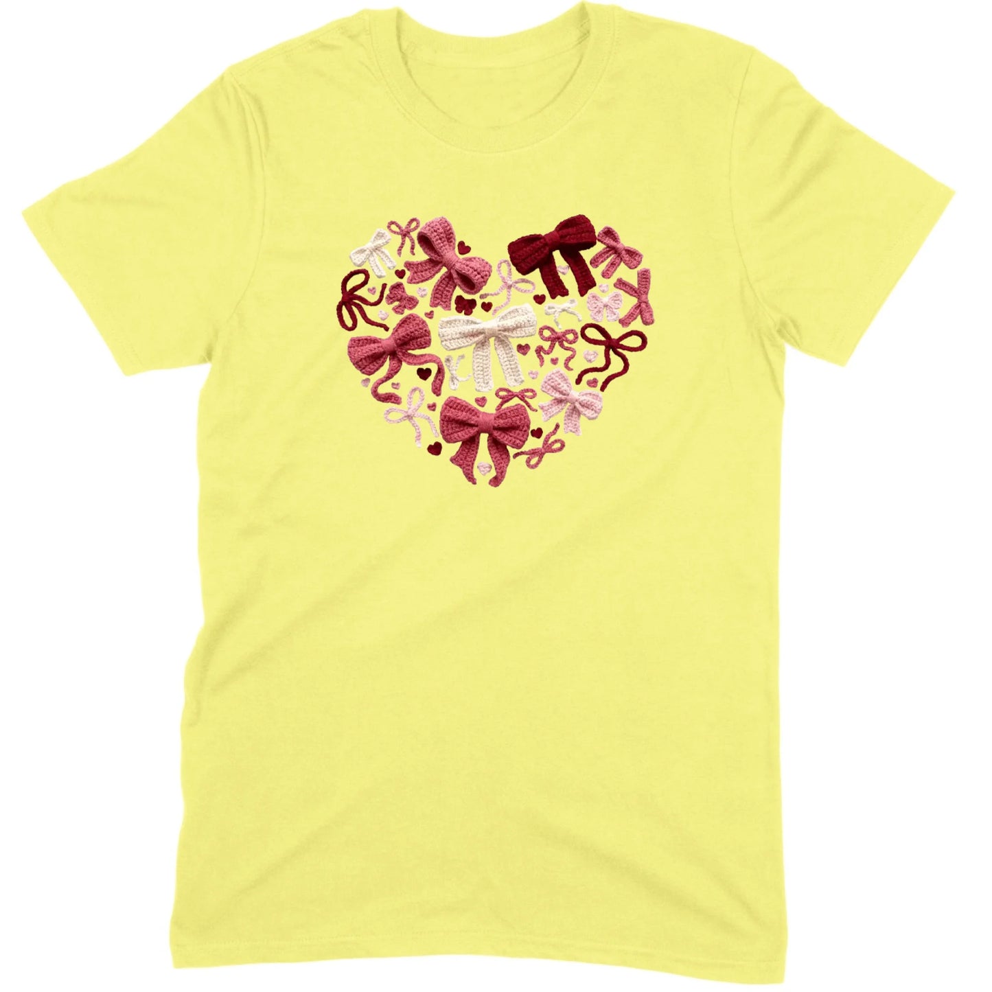 Coquette Aesthetic Crochet Bow Heart Valentine Tee