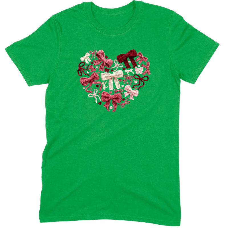 Coquette Aesthetic Crochet Bow Heart Valentine Tee