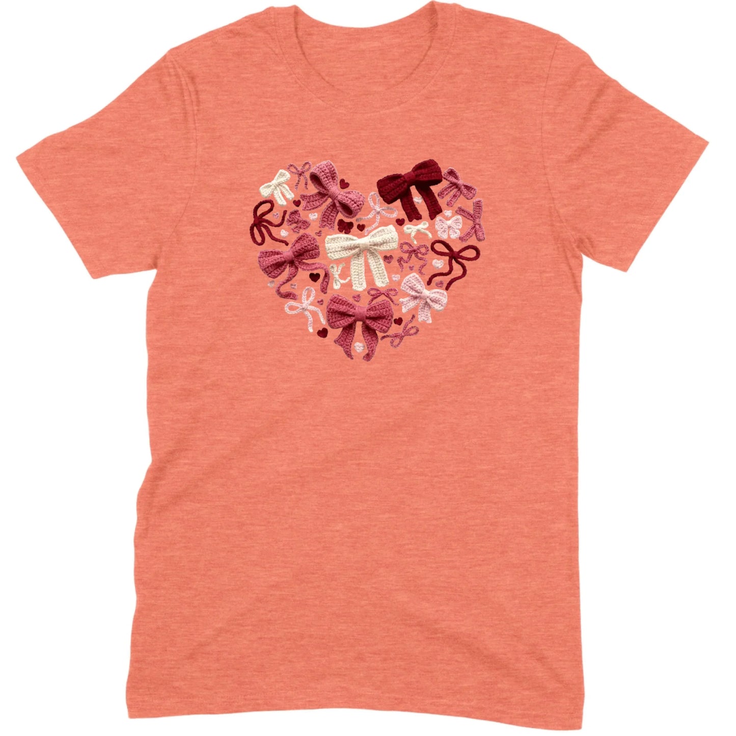 Coquette Aesthetic Crochet Bow Heart Valentine Tee