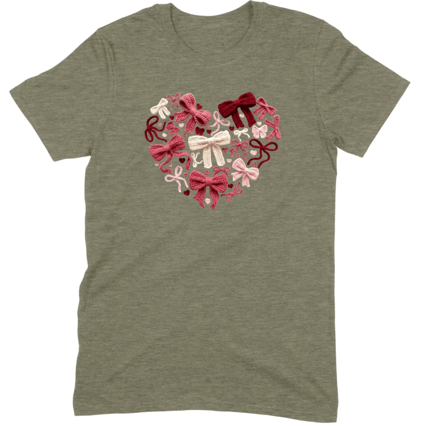 Coquette Aesthetic Crochet Bow Heart Valentine Tee