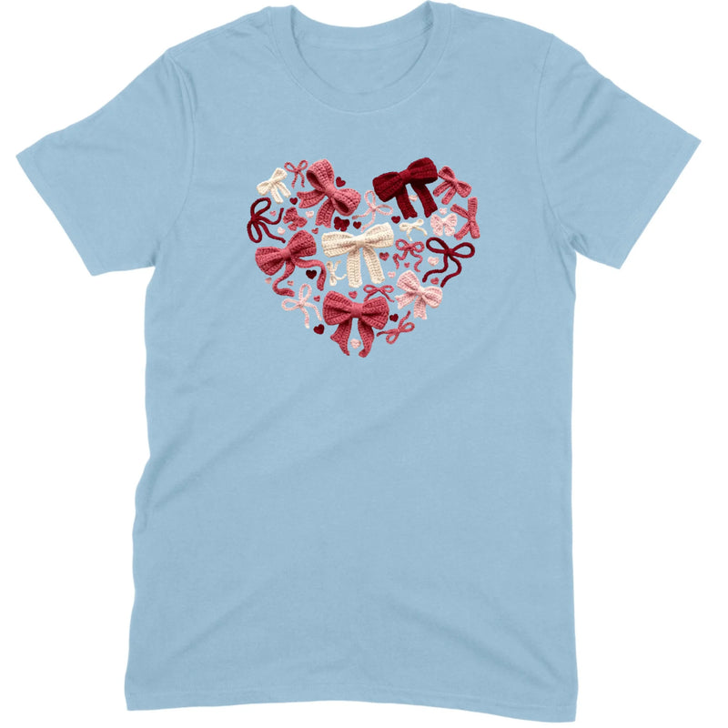 Coquette Aesthetic Crochet Bow Heart Valentine Tee