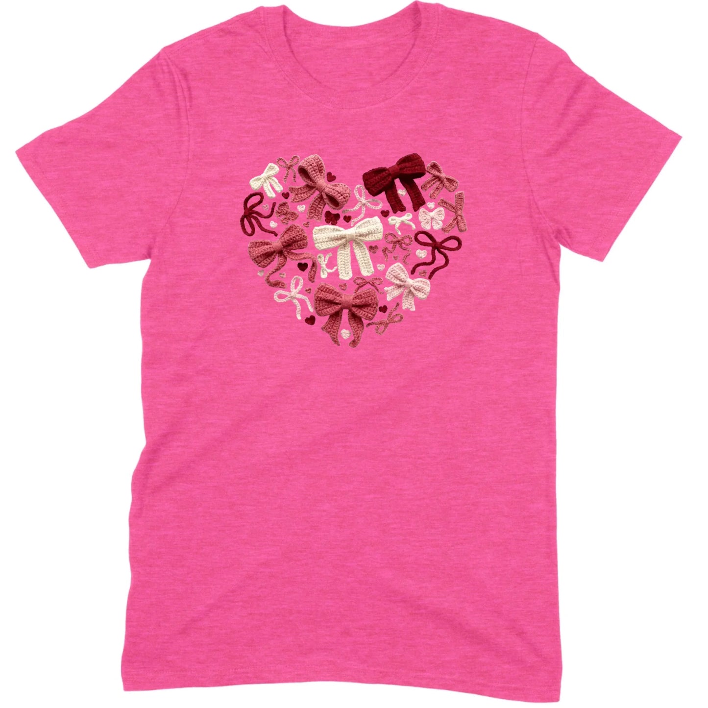 Coquette Aesthetic Crochet Bow Heart Valentine Tee
