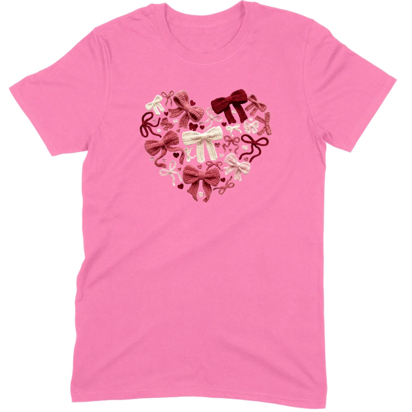 Coquette Aesthetic Crochet Bow Heart Valentine Tee
