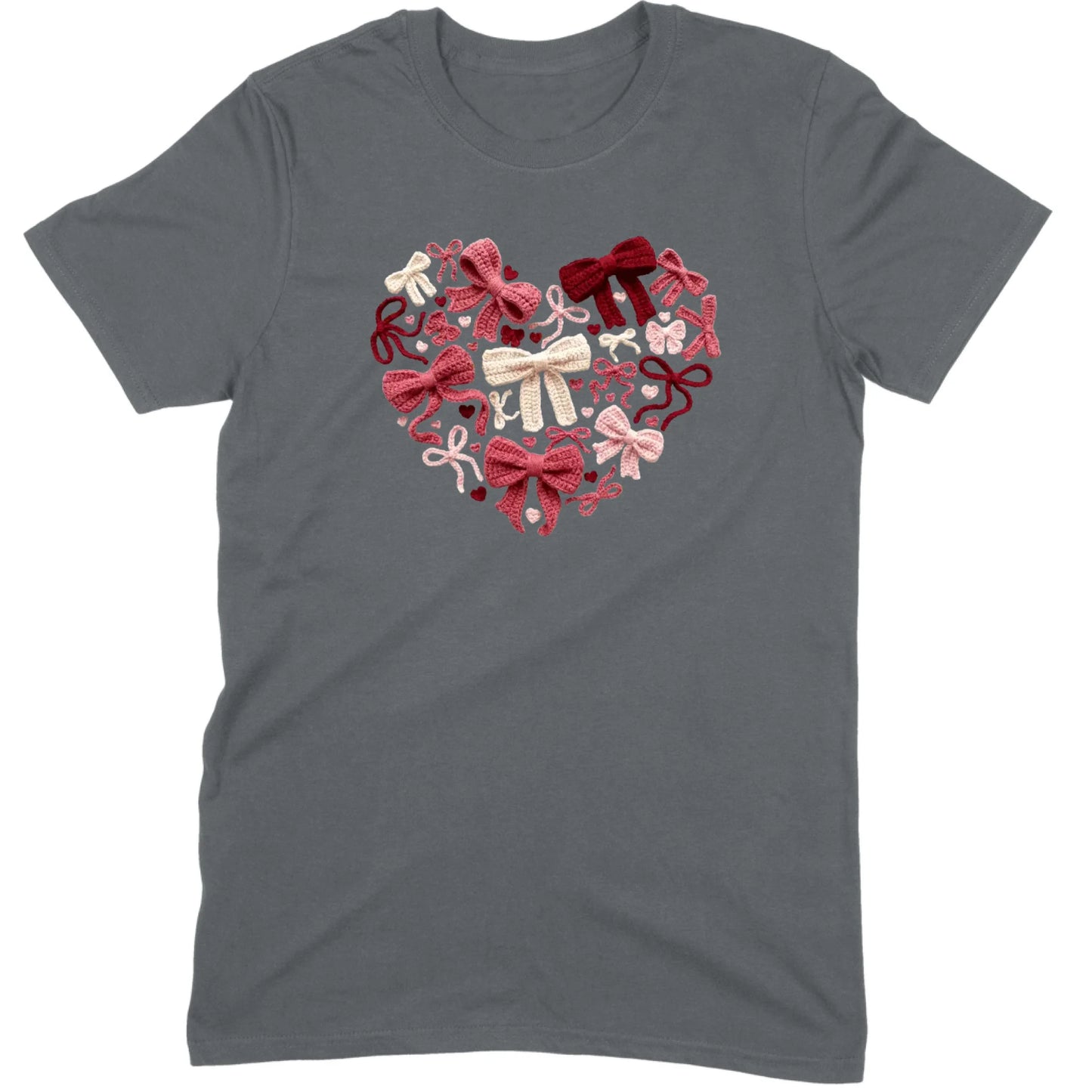 Coquette Aesthetic Crochet Bow Heart Valentine Tee