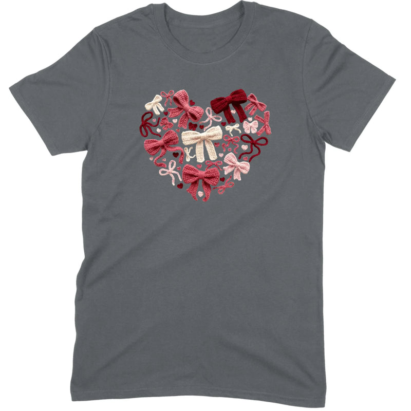 Coquette Aesthetic Crochet Bow Heart Valentine Tee