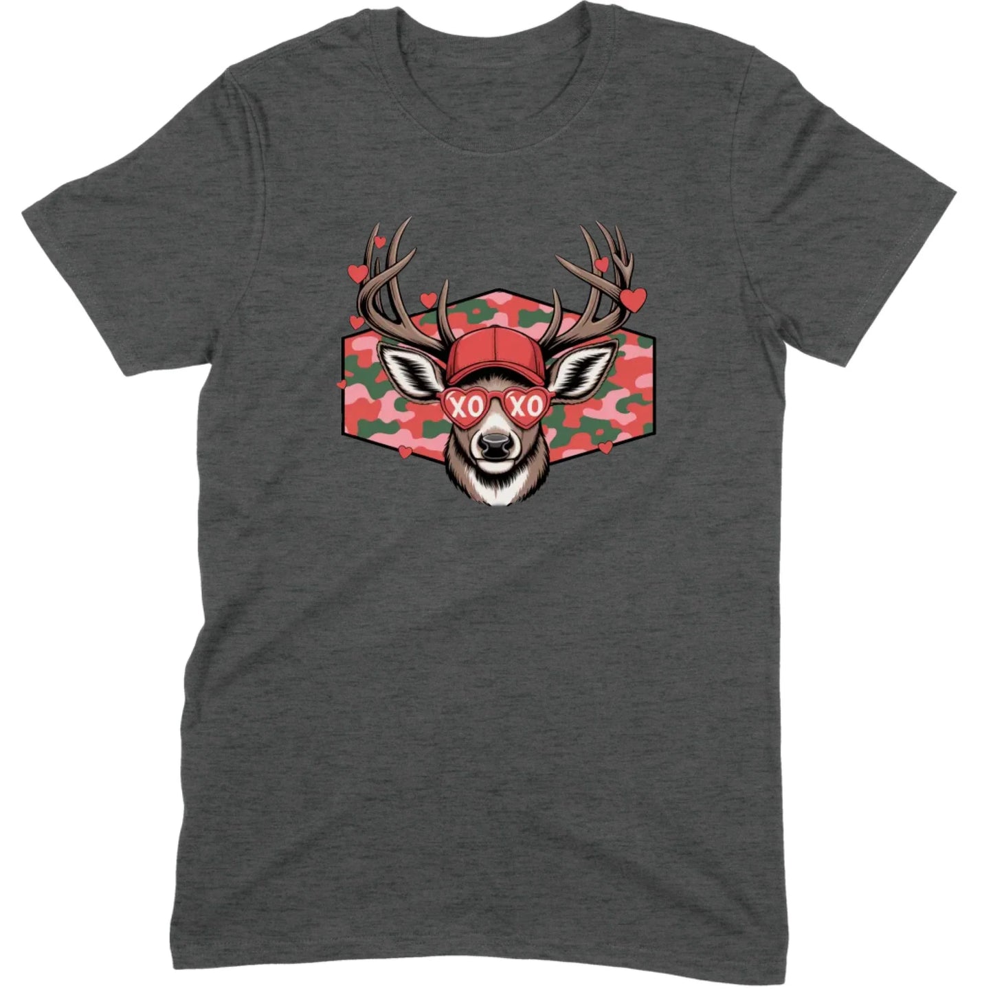 Retro Pink Camo "XO" Deer Hunter Valentine Tee