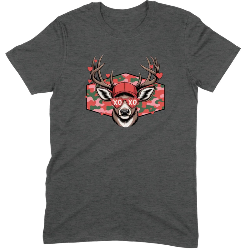 Retro Pink Camo "XO" Deer Hunter Valentine Tee