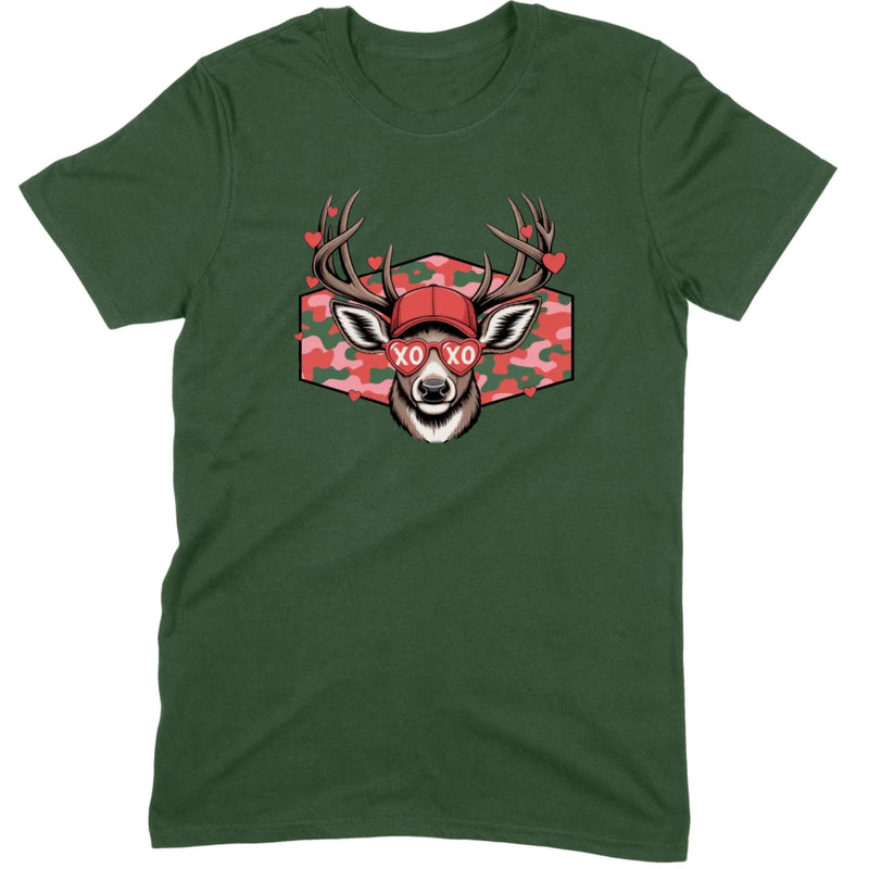 Retro Pink Camo "XO" Deer Hunter Valentine Tee