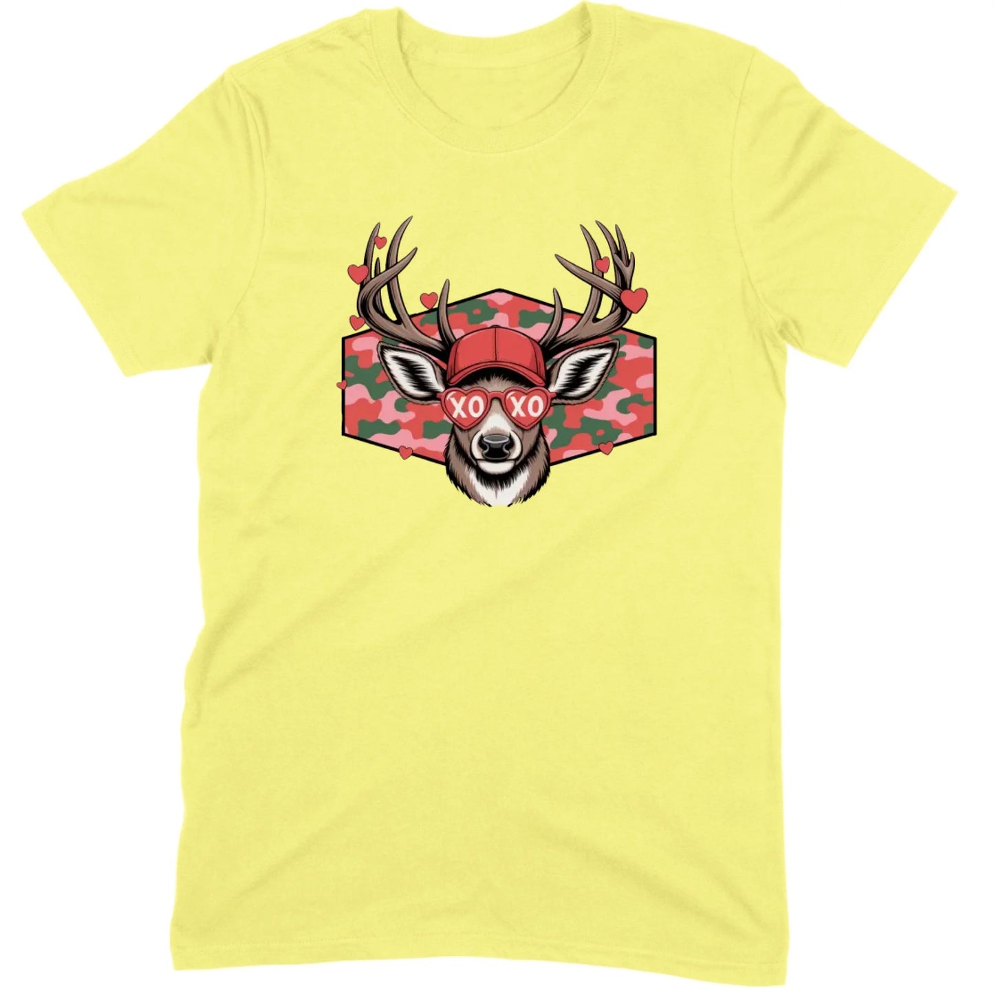 Retro Pink Camo "XO" Deer Hunter Valentine Tee