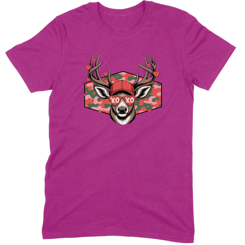Retro Pink Camo "XO" Deer Hunter Valentine Tee