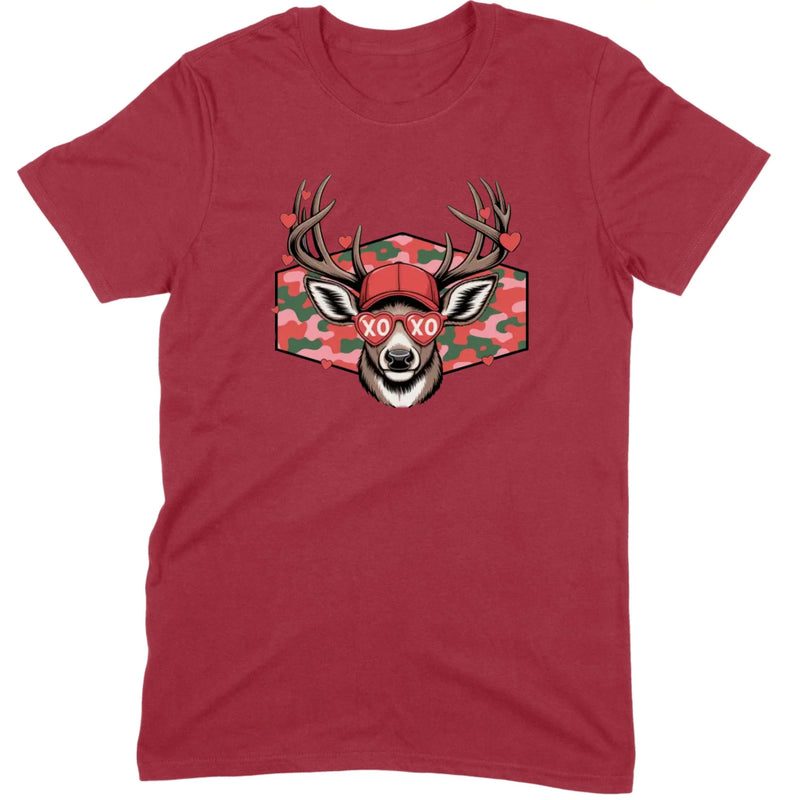 Retro Pink Camo "XO" Deer Hunter Valentine Tee