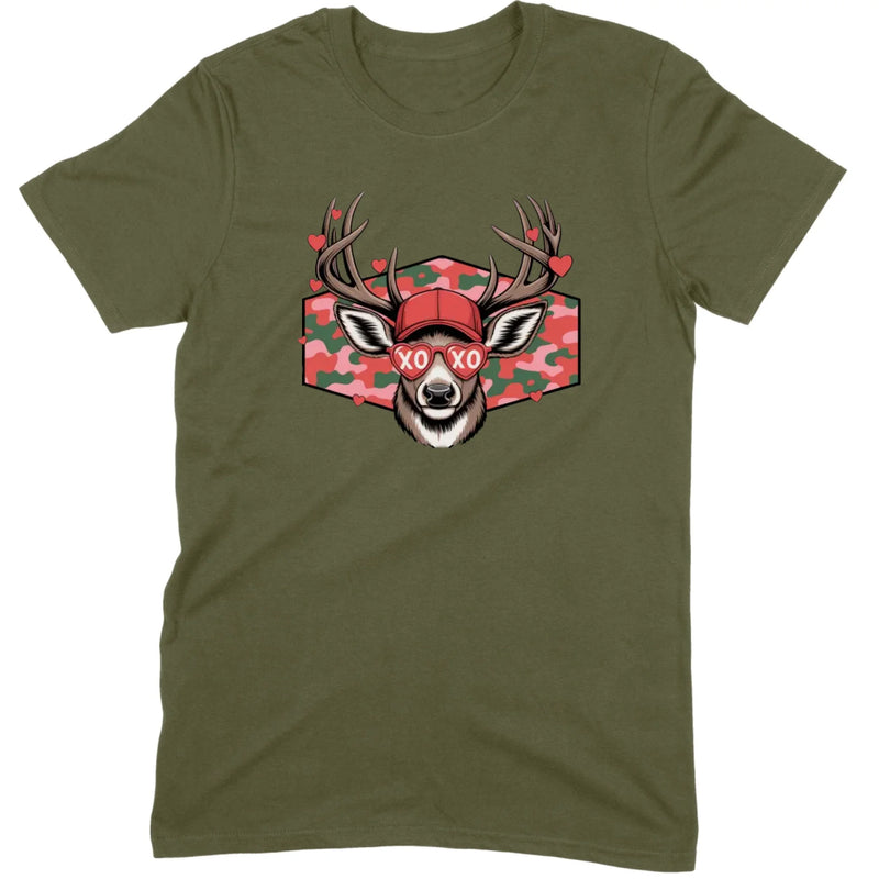 Retro Pink Camo "XO" Deer Hunter Valentine Tee