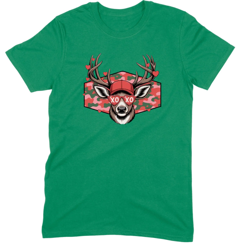 Retro Pink Camo "XO" Deer Hunter Valentine Tee