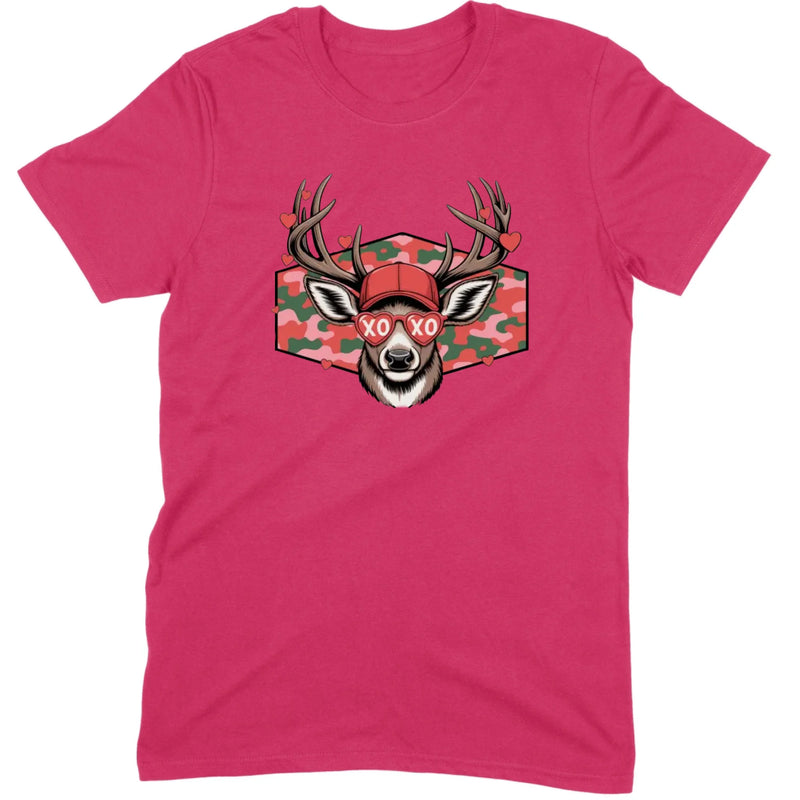 Retro Pink Camo "XO" Deer Hunter Valentine Tee