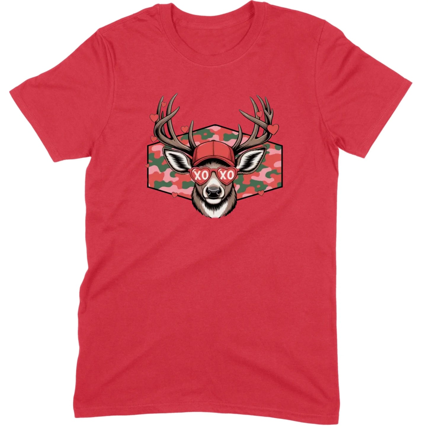 Retro Pink Camo "XO" Deer Hunter Valentine Tee
