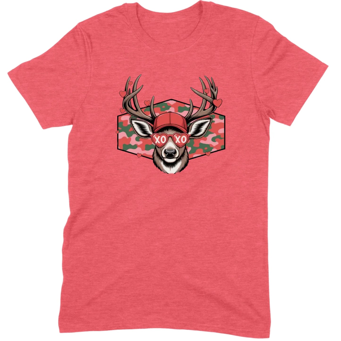 Retro Pink Camo "XO" Deer Hunter Valentine Tee