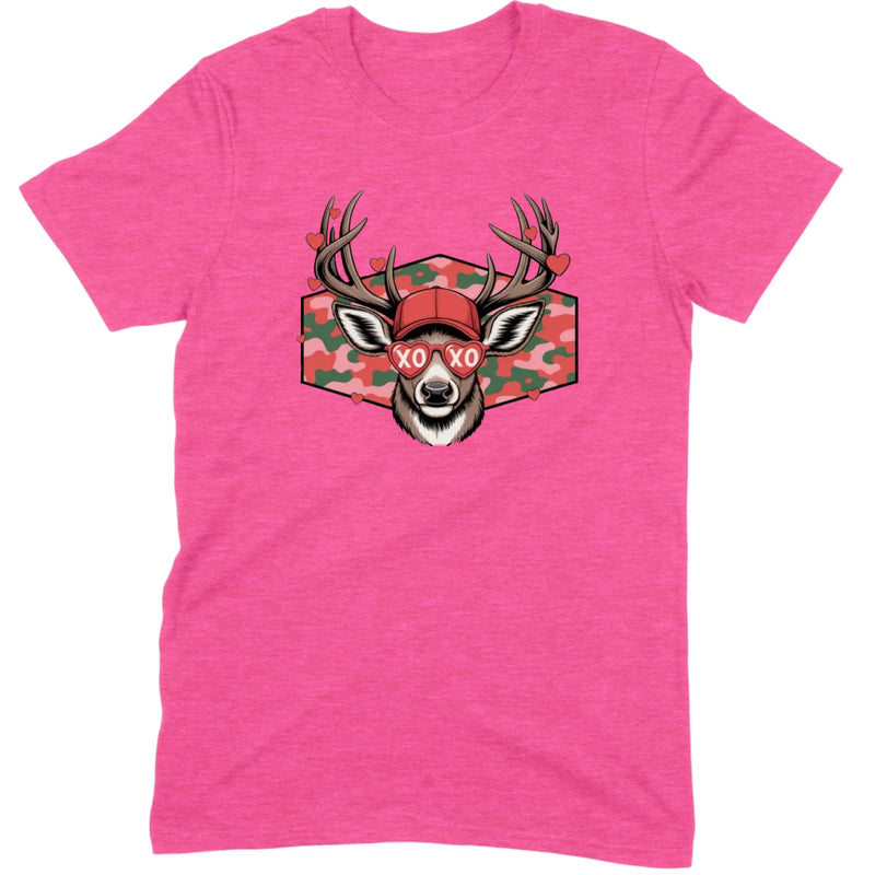 Retro Pink Camo "XO" Deer Hunter Valentine Tee