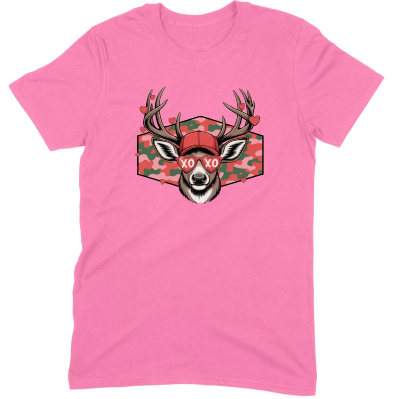 Retro Pink Camo "XO" Deer Hunter Valentine Tee