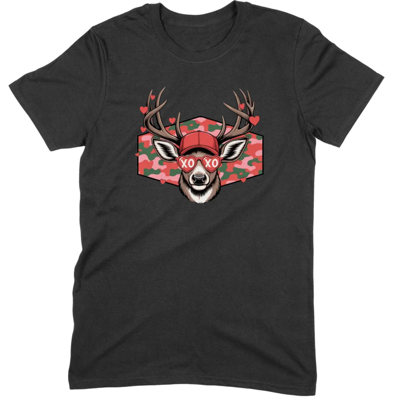 Retro Pink Camo "XO" Deer Hunter Valentine Tee