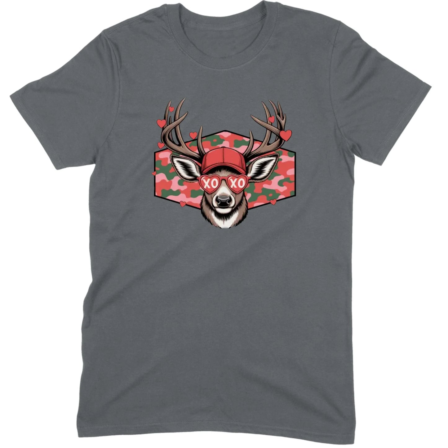 Retro Pink Camo "XO" Deer Hunter Valentine Tee