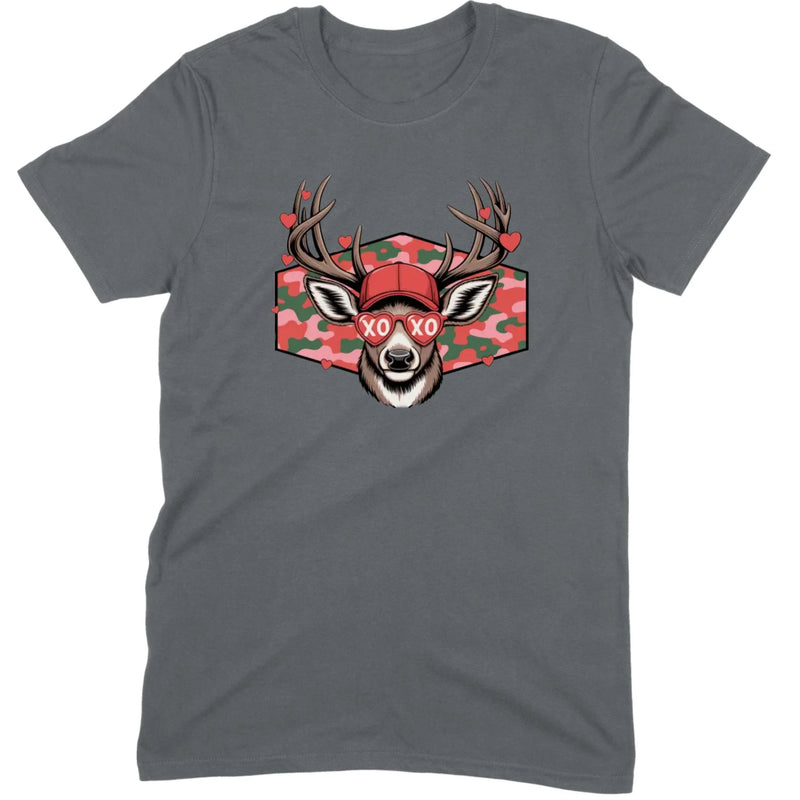 Retro Pink Camo "XO" Deer Hunter Valentine Tee