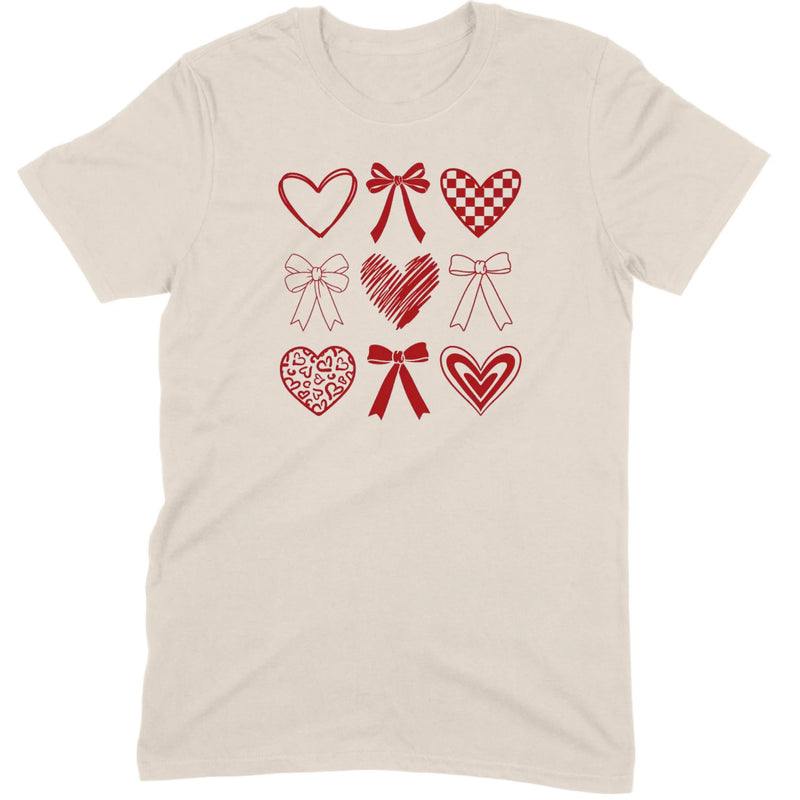 Minimalist Heart & Bow Grid Tee