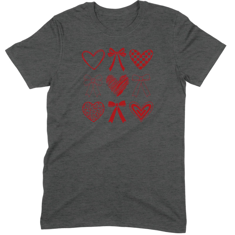 Minimalist Heart & Bow Grid Tee