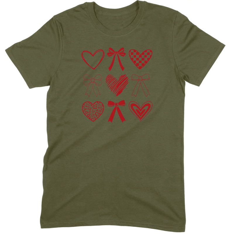 Minimalist Heart & Bow Grid Tee