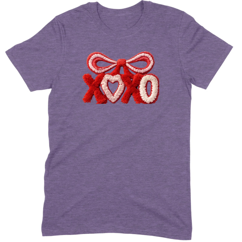 Fuzzy Texture XOXO Ribbon Tee
