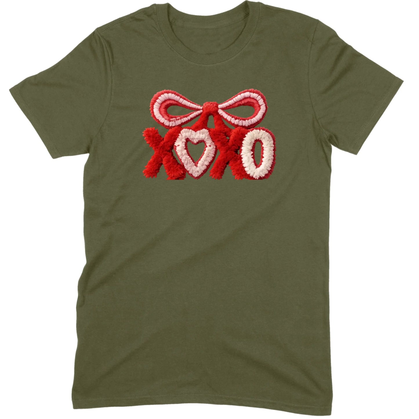 Fuzzy Texture XOXO Ribbon Tee