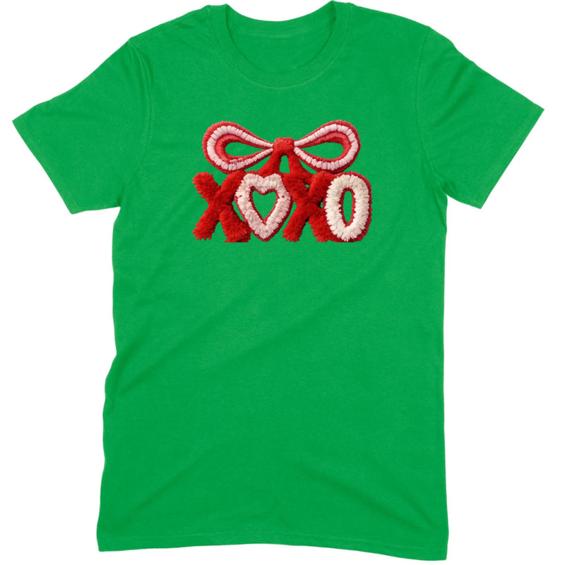 Fuzzy Texture XOXO Ribbon Tee