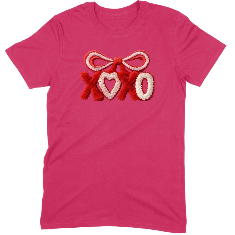 Fuzzy Texture XOXO Ribbon Tee