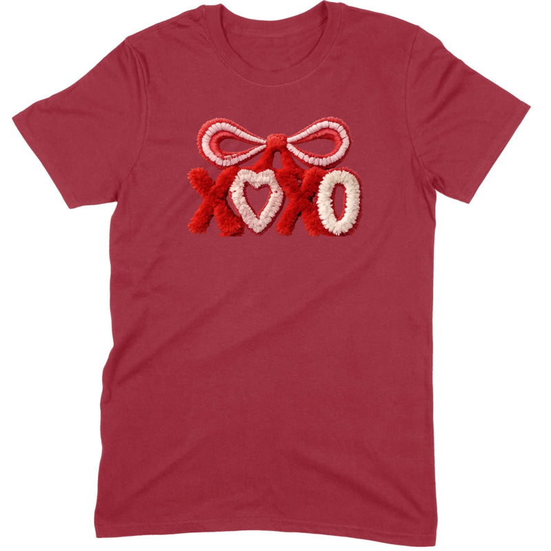 Fuzzy Texture XOXO Ribbon Tee