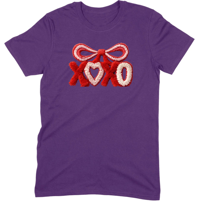 Fuzzy Texture XOXO Ribbon Tee