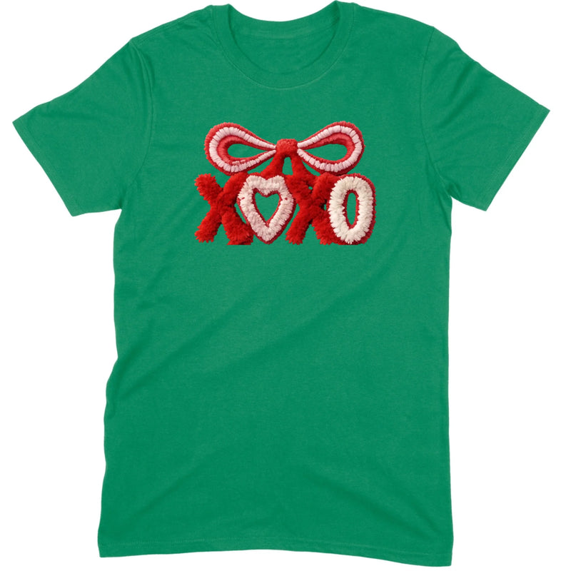 Fuzzy Texture XOXO Ribbon Tee