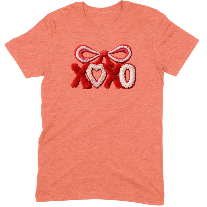 Fuzzy Texture XOXO Ribbon Tee