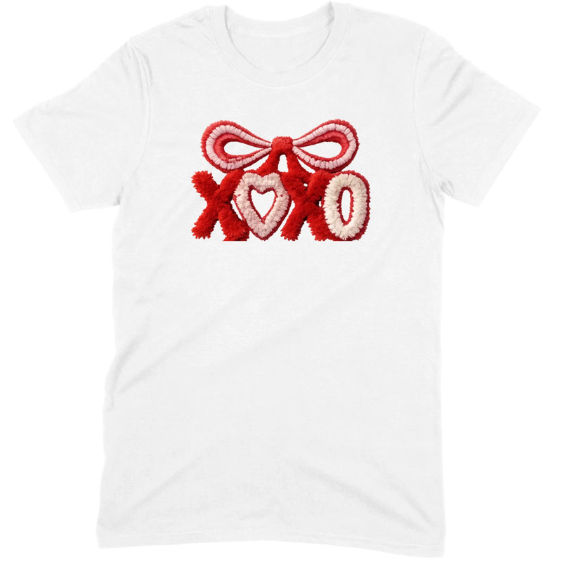 Fuzzy Texture XOXO Ribbon Tee