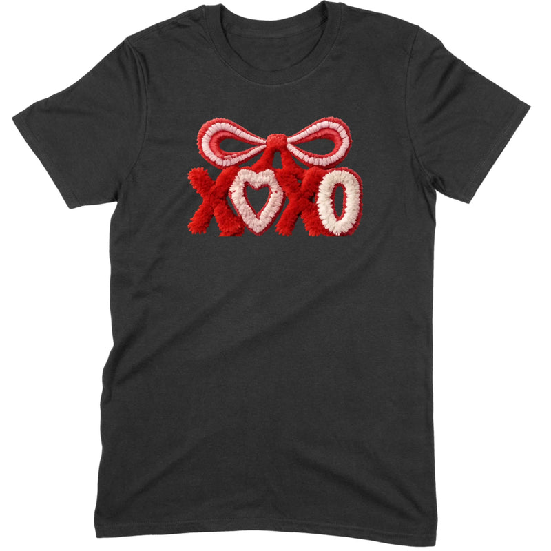 Fuzzy Texture XOXO Ribbon Tee