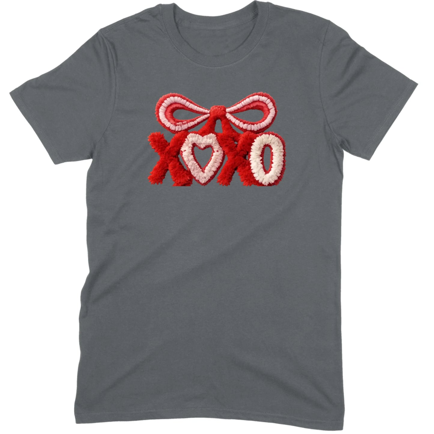 Fuzzy Texture XOXO Ribbon Tee