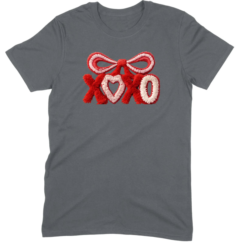 Fuzzy Texture XOXO Ribbon Tee