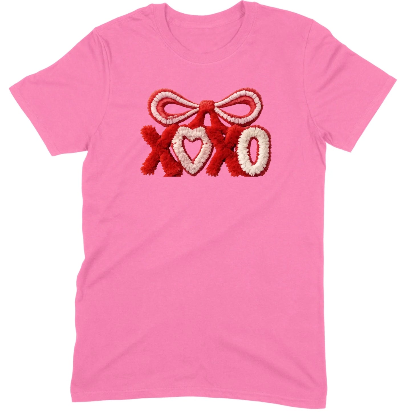 Fuzzy Texture XOXO Ribbon Tee