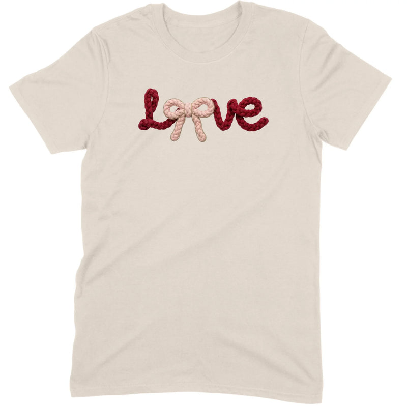 Crochet Script "LOVE" with Bow Tee