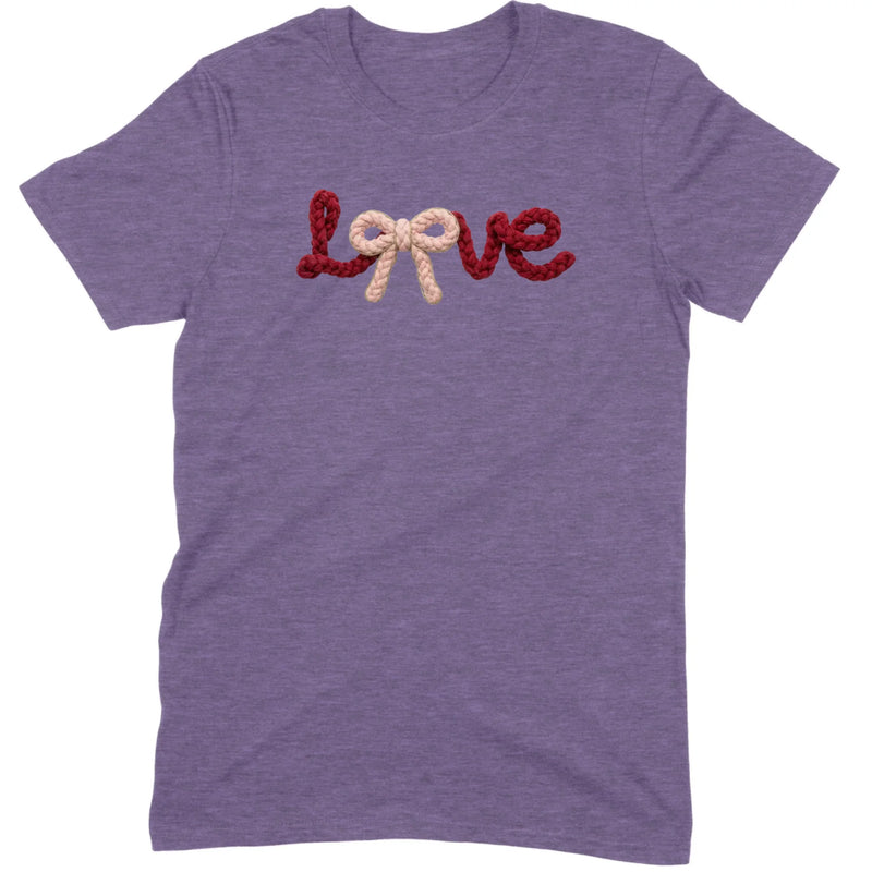 Crochet Script "LOVE" with Bow Tee